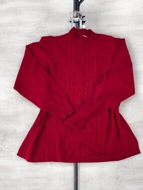 TanJay Bright Red Ribbed Mock Neck Sweater - Size XL